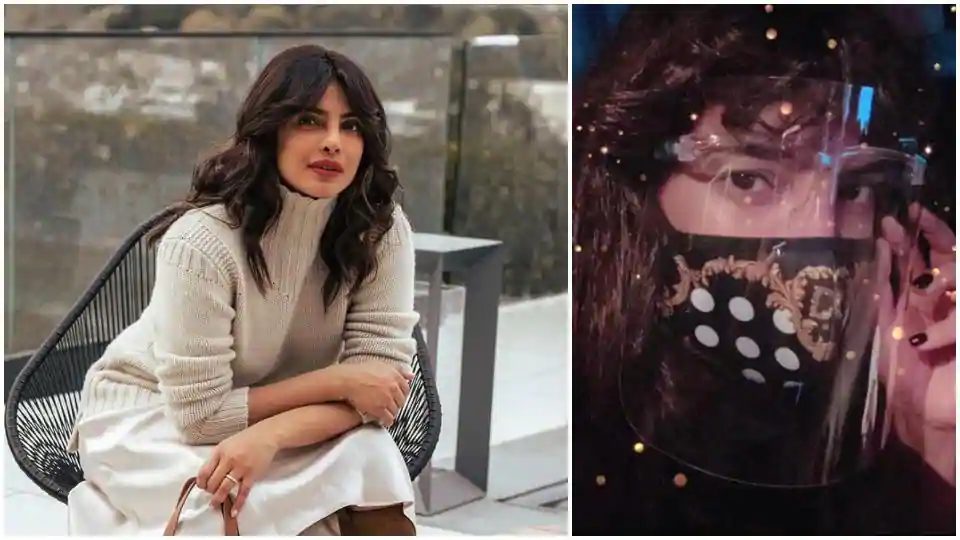 Priyanka Chopra with her Facemask photo