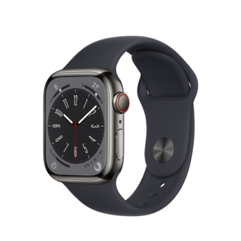 Apple Watch Series 8 Graphite Stainless Steel Case with Midnight Sport Band