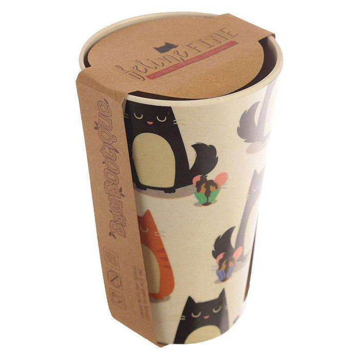 Zero Zen Reusable Bamboo Composite Cup - Feline Fine Cat BAMB18 with label on