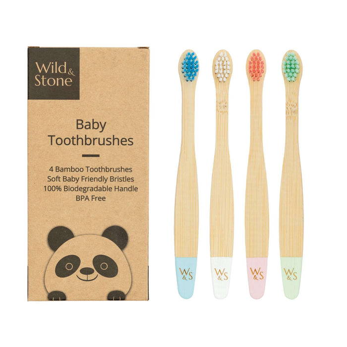 Wild & Stone Toothbrush Baby Extra Soft Bristles Bamboo Toothbrush out of packaging
