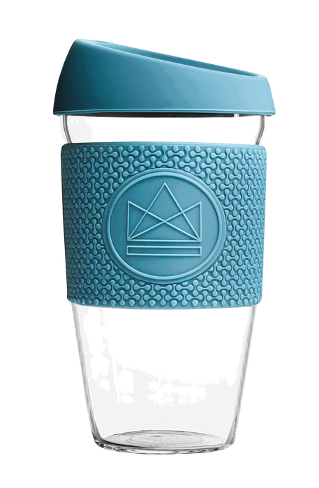 Neon Kactus Coffee Cup Glass Coffee Cups - Pastel Blue 16oz Coffee Cup