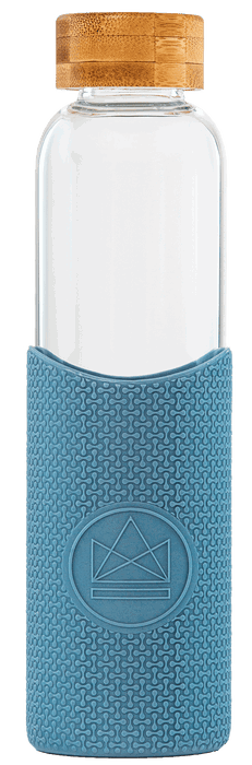 Neon Kactus Coffee Cup Glass Water Bottle - Pastel Blue - 16oz Water Bottle