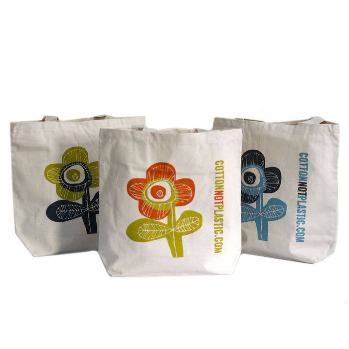 Zero Zen Eco bags Black Eco Cotton Bags - Bright Flower 3 colours
