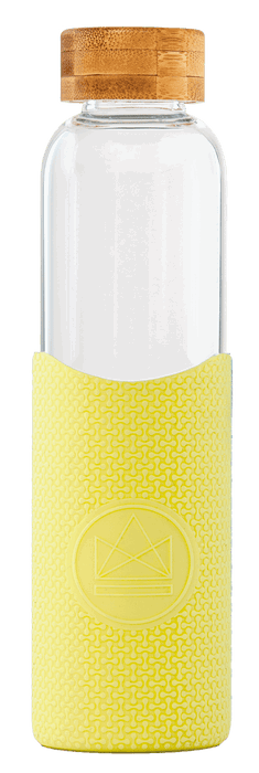 Neon Kactus Coffee Cup Glass Water Bottle - Yellow - 16oz Water Bottle