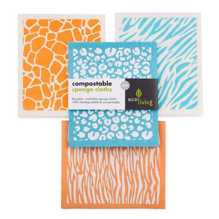 Sponge Cleaning Cloths - Compostable Sponge With Animal Print