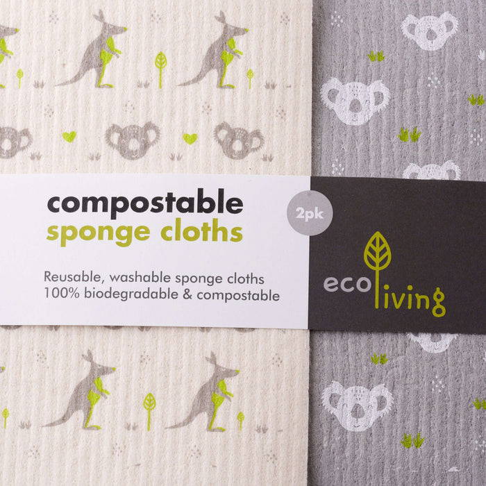 Cleaning Cloth Kangaroo and Koala Cleaning Cloths - Biodegradable Sponge put together