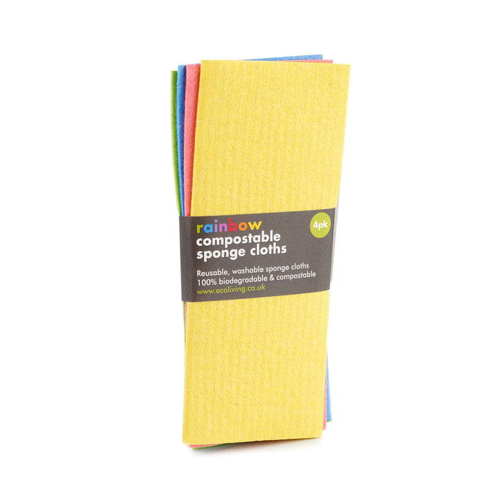 Eco Living Sponge Cloths Multicoloured Biodegradable Sponge Cleaning Cloths