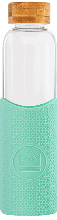 Neon Kactus Coffee Cup Glass Water Bottle - Turquoise - 16oz Water Bottle