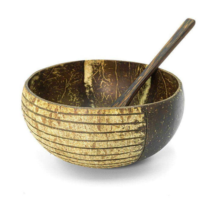 Jungle Culture Coconut Bowl Striped Natural Coconut Bowl Coconut striped design