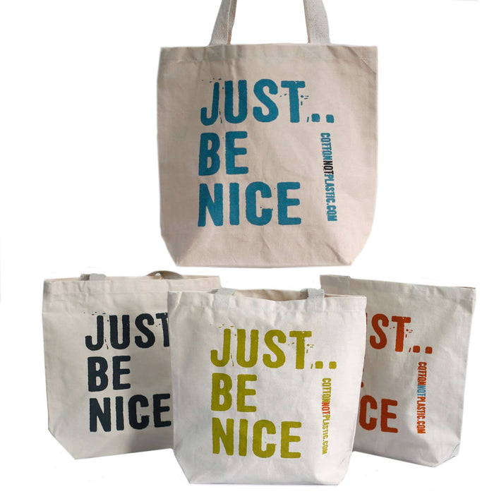 Zero Zen Eco bags Red Eco Cotton Bags - Just Be Nice 4 colour designs